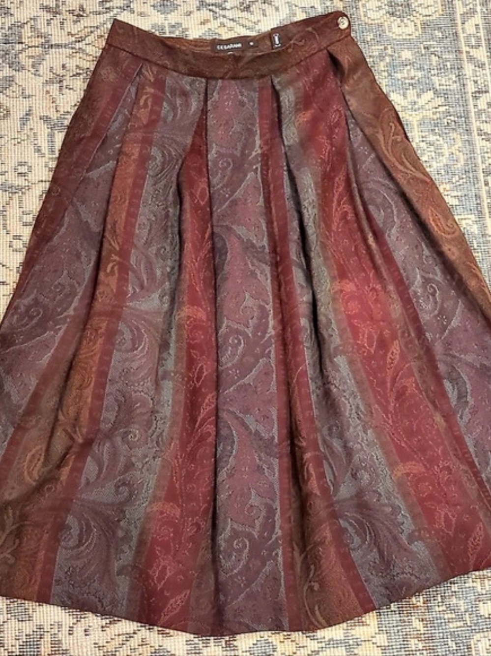 Vintage 🦙 WOOL Cesarani Paisley Pleated Skirt